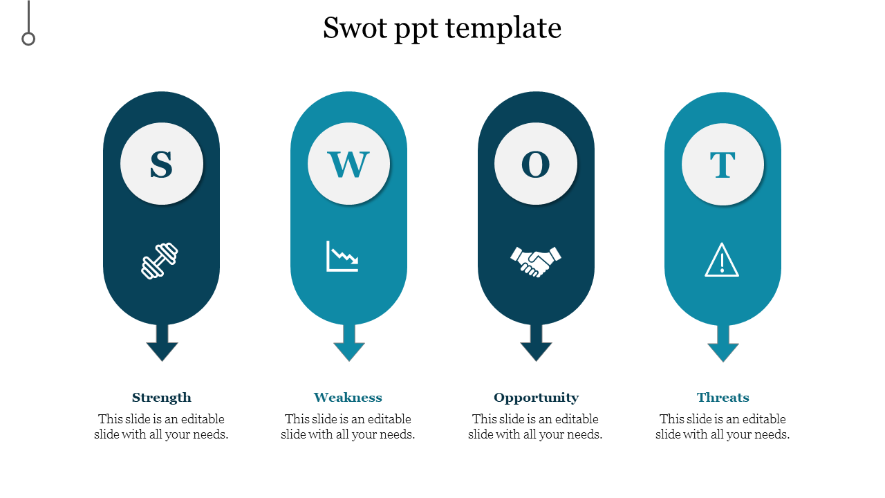 Free - Awesome SWOT PPT Template With Four Nodes Slide Model